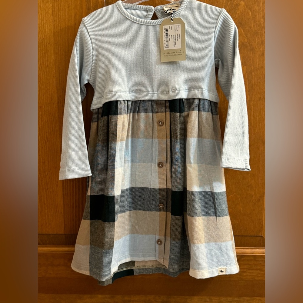 NWT Size 2-3 Years Turtledove Organic Large Check Woven Midi Length Skirt Dress - Picture 5 of 10